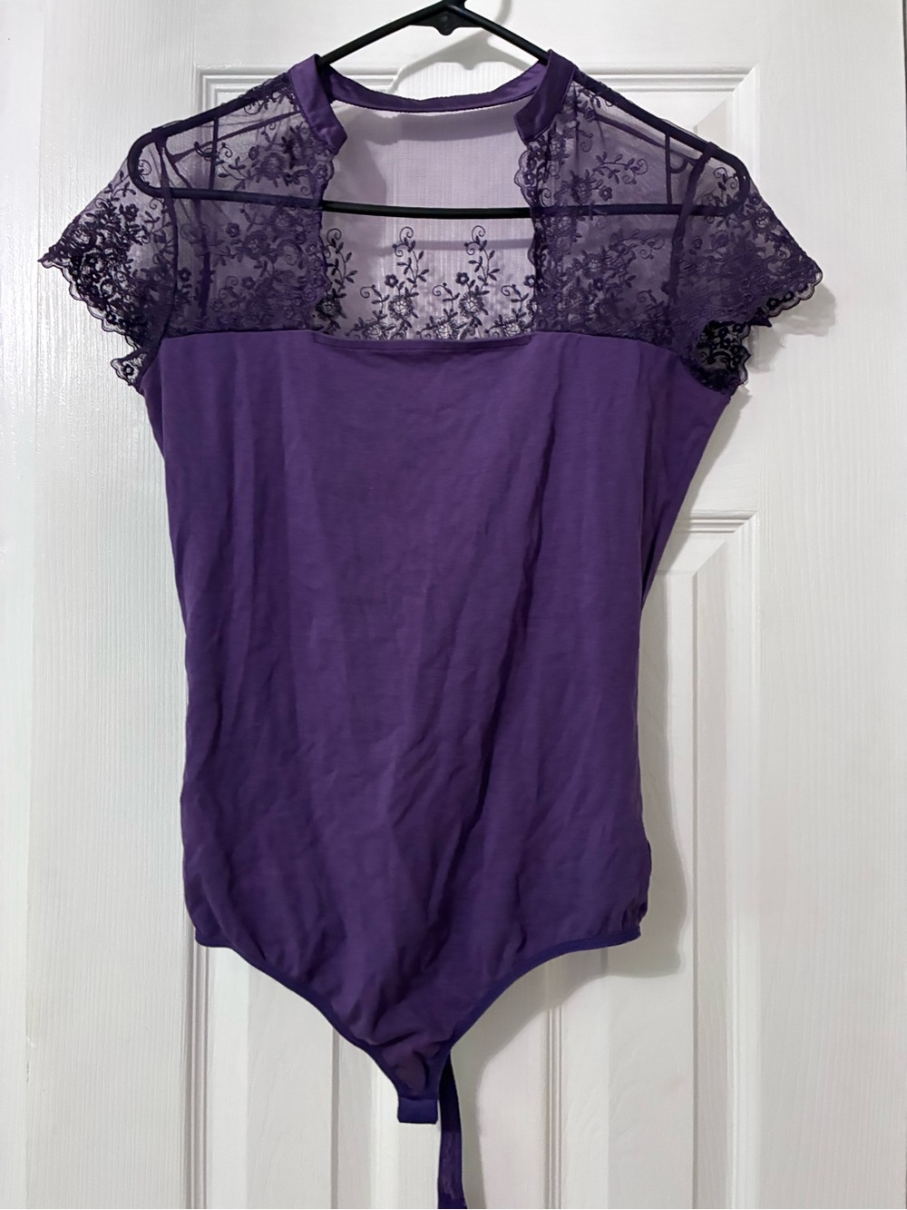 Purple Lace Yoke Bodysuit